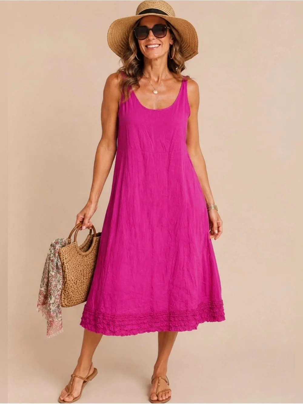 Eileen Fisher irish linen sleeveless midi dress - Picture 1 of 5